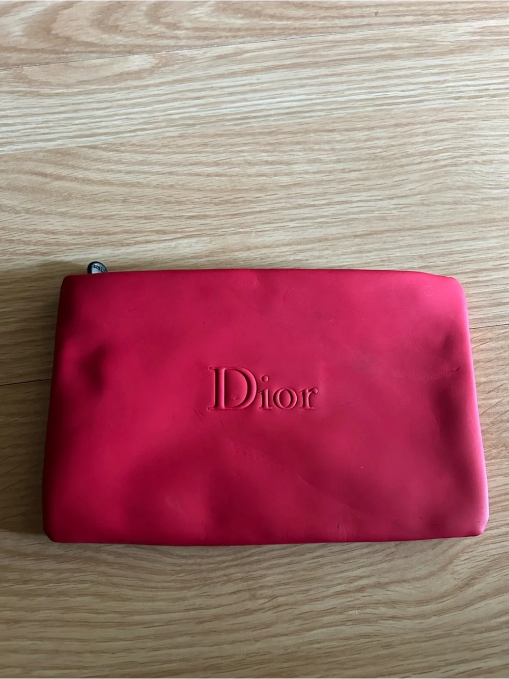Dior Red Vibrant Logo Makeup Pouch Travel Bag